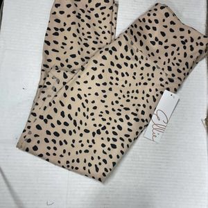 NWT Ellie Cream Skinny Leg High Rise Animal Print Active Leggings Womens Sz 24